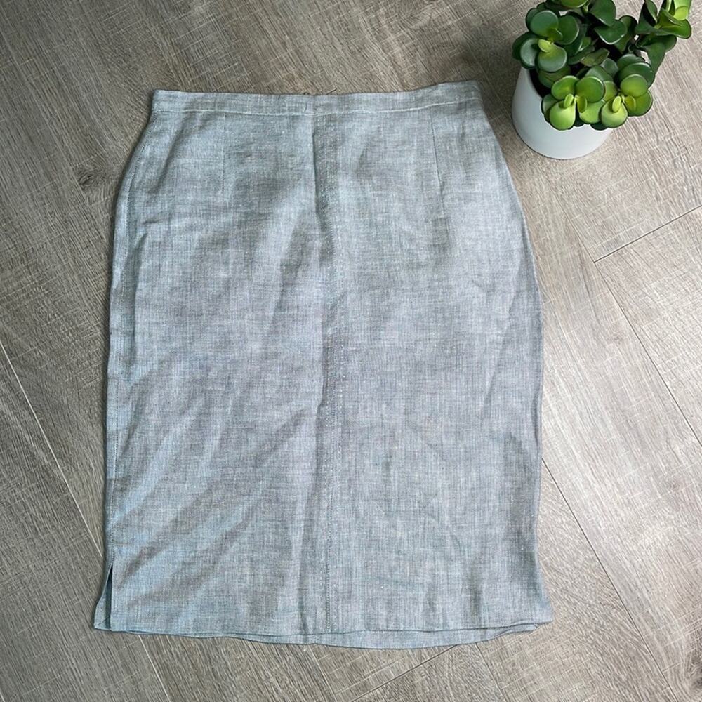 MAXMARA Marina Renaldi Light Gray White Stitching Pencil Skirt Women's